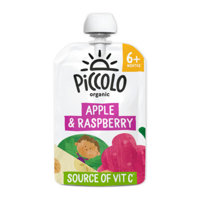 Piccolo Apple & Raspberry Organic Pouch, 6 mths+