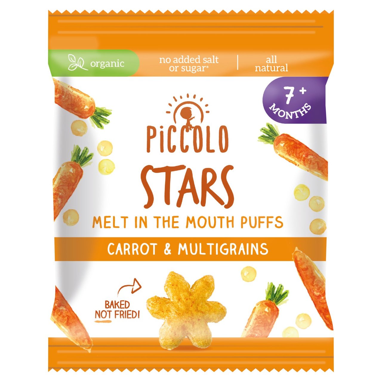 Piccolo Organic Carrot Multigrain Star Puffs 7 months+ 