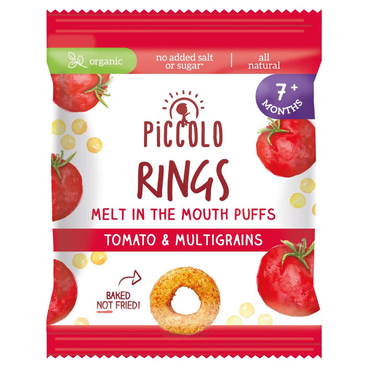 Piccolo Organic Tomato Multigrain Ring Puffs 7 months 