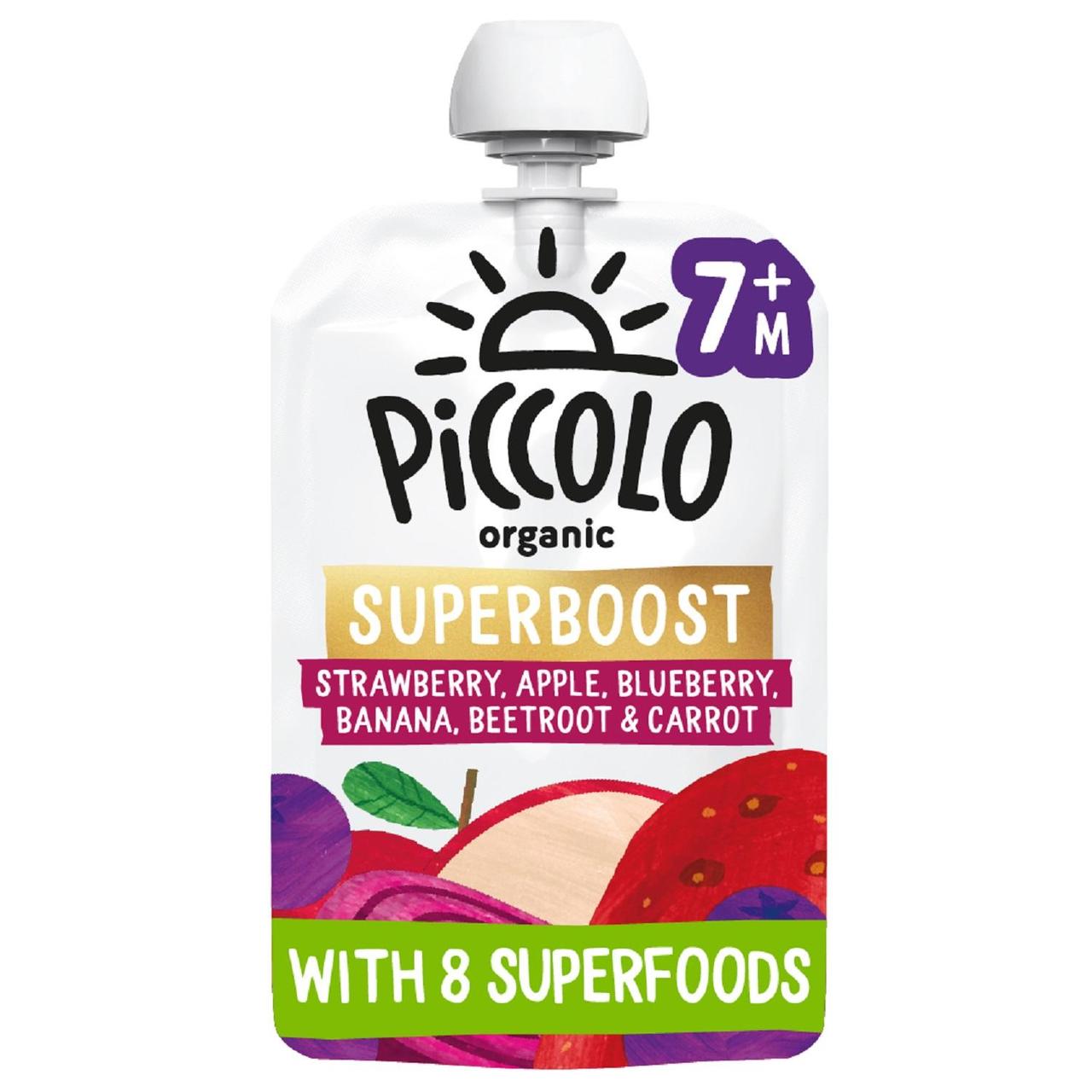 Piccolo Organic Superboost Baby Food Strawb,Apple,Blueberry,Beetroot,Carrot