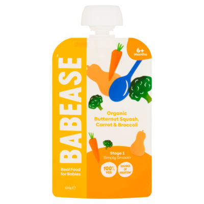 Babease Organic Butternut Squash, Carrot & Broccoli Pouch, 6+mths+