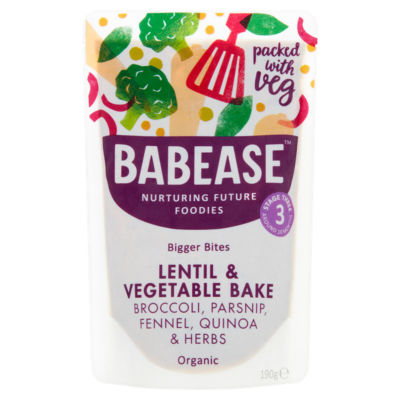 Babease Organic Lentil & Vegetable Bake Pouch, 10 mths+