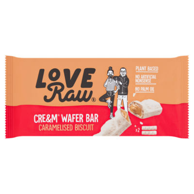 Love Raw Cre&m Wafer Bar Caramelised Biscuit 2x