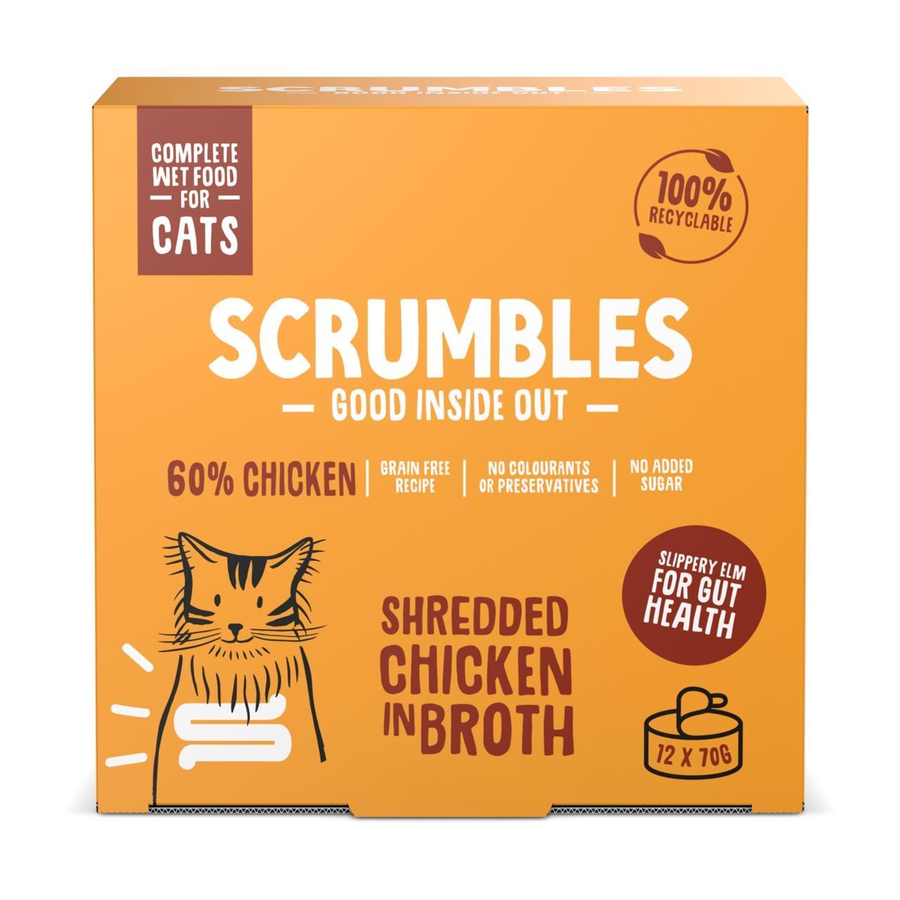 Scrumble Wet Cat Shredded Chicken in Broth