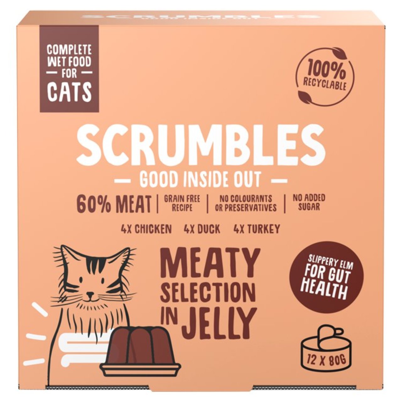 Scrumbles Meat Selection in Jelly Complete Wet Food for Cats 12 x 80g