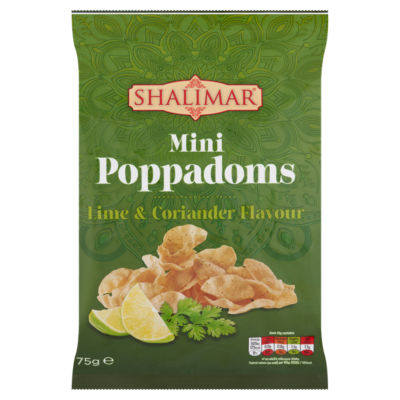 Shalimar Lime & Coriander Flavour Mini Poppadoms 75g