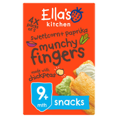 Ella's Kitchen Sweetcorn Paprika Munchy Fingers Multipack Baby 9+Months