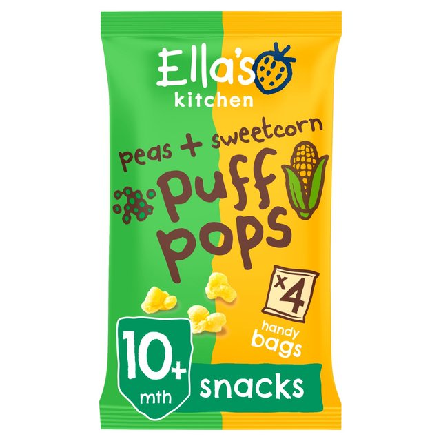 Ella's Kitchen Peas and Sweetcorn Puff Pops Multipack Baby Snack 10+ Months