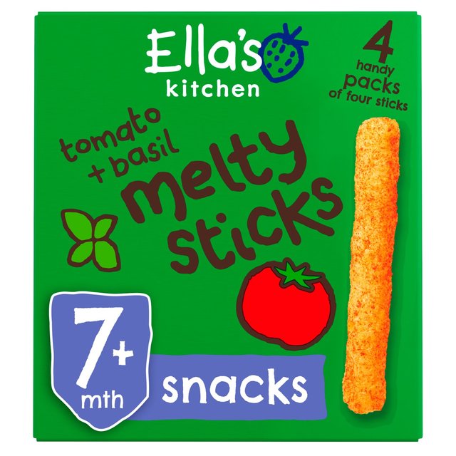 Ella's Kitchen Tomato and Basil Melty Sticks Multipack Baby Snack 7+ Months 4 x 6g