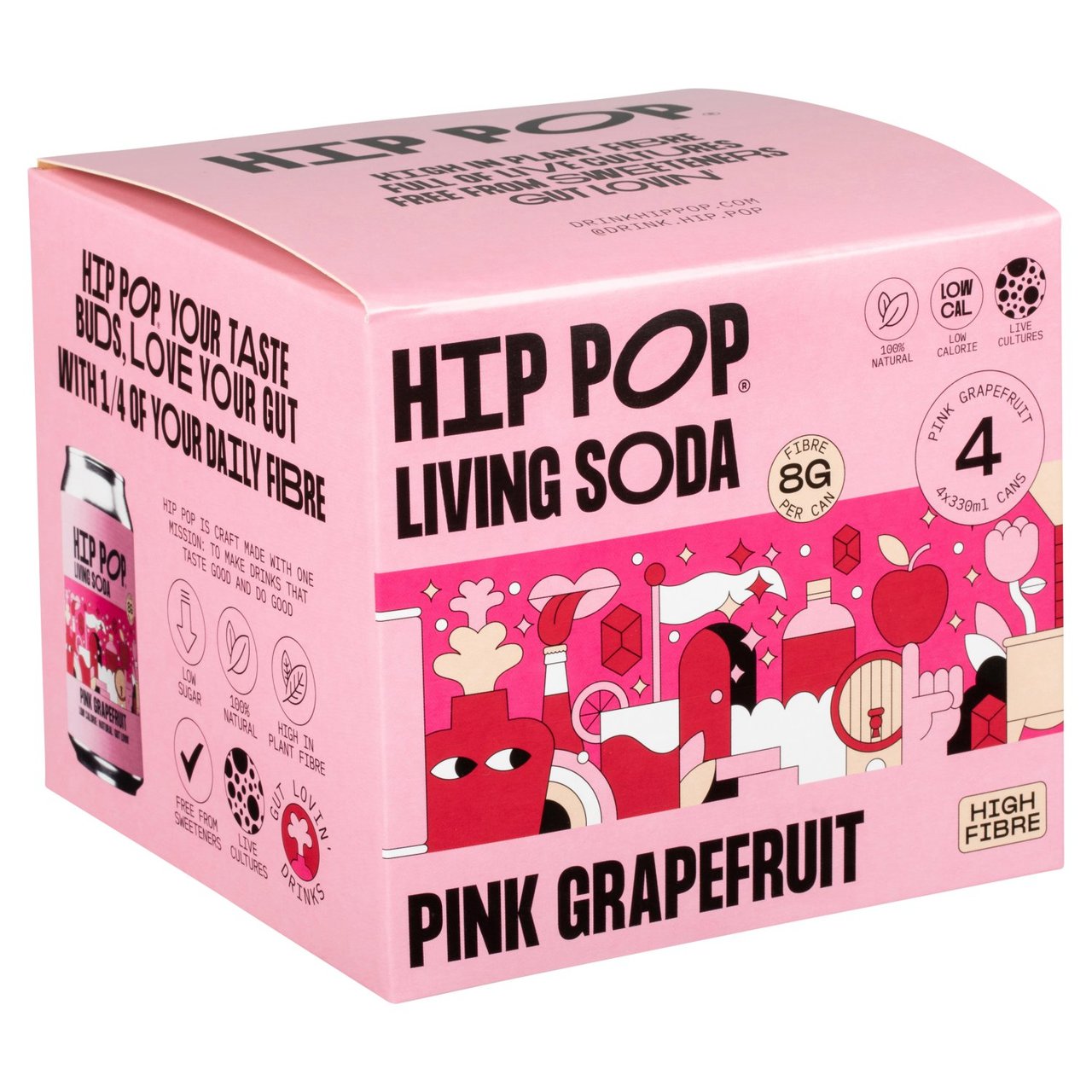 Hip Pop Pink Grapefruit Living Soda