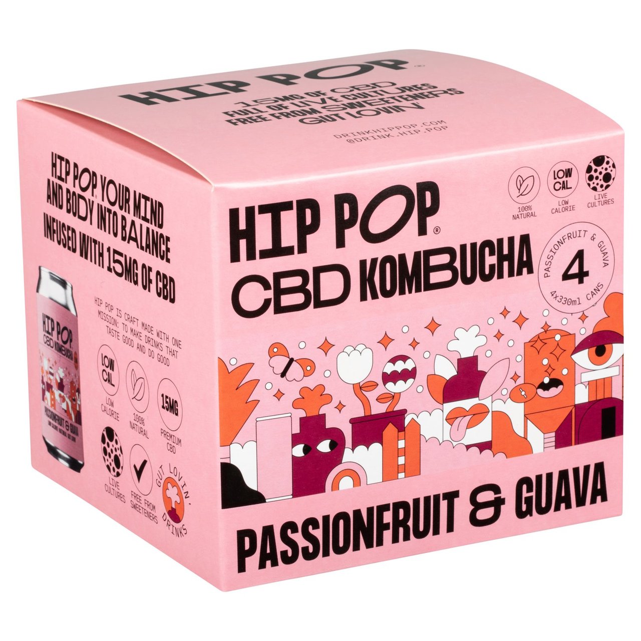 Hip Pop Passionfruit & Guava CBD Kombucha