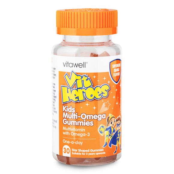 Vitawell Vit Heroes Kids Multi-omega Gummies Superhero Orange Flavour 30 Pack