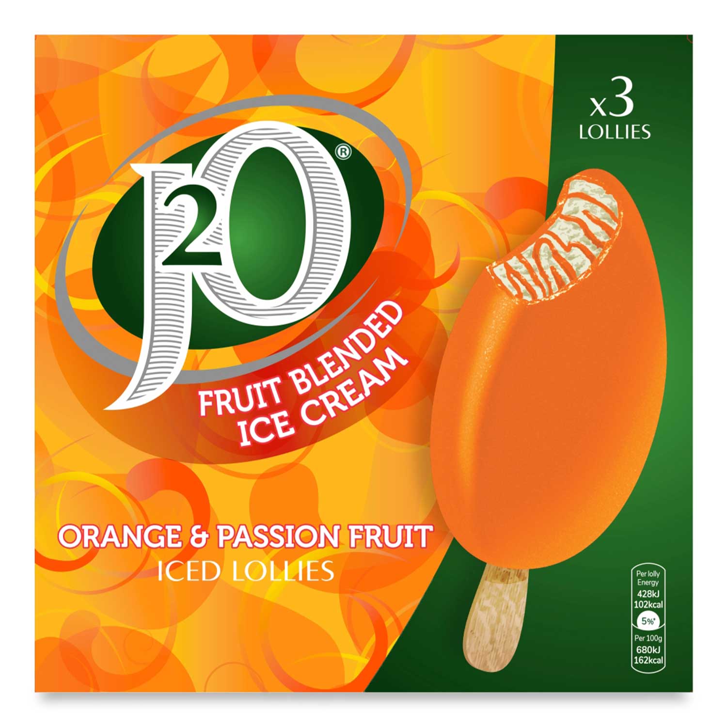 J2o Orange & Passion Fruit Iced Lollies (270ml) 3x90ml