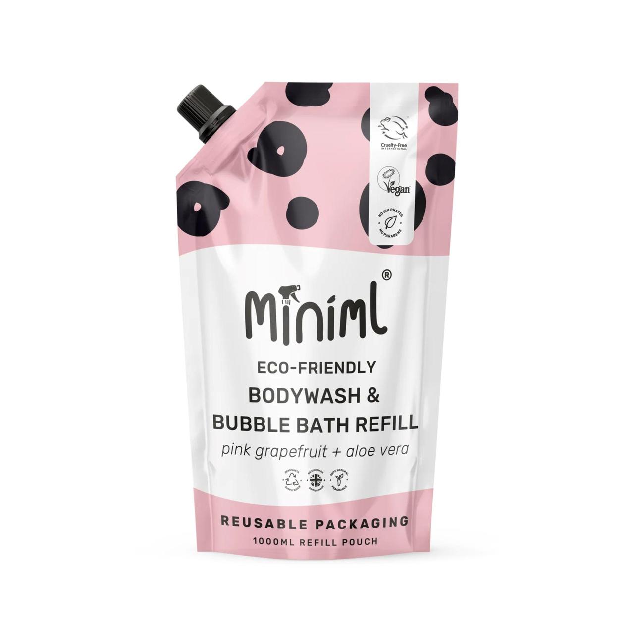 Miniml Bodywash & Bubble Bath Refill Pink Grapefruit & Aloe Vera