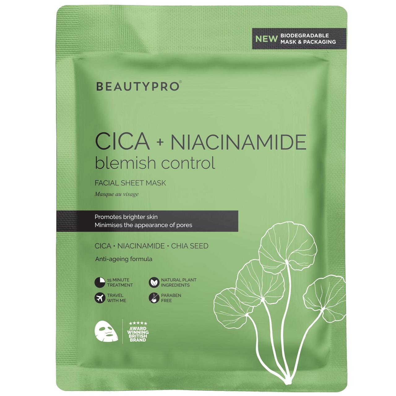 BEAUTYPRO CICA + NIACINAMIDE Blemish Control Sheet Mask