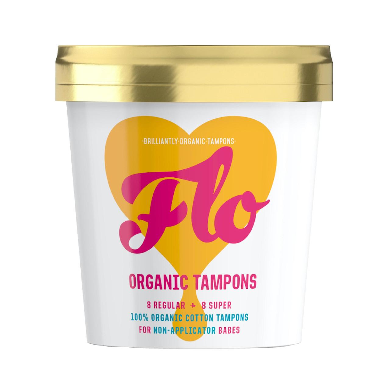 FLO Organic Non-Applicator Tampons, Regular + Super Combo Pack