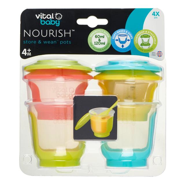 Vital Baby Nourish Store & Wean Pots 60ml & 120ml  4 per pack