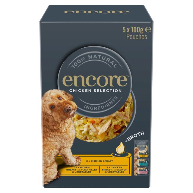 Encore Chicken Selection In Broth Pouches 5 x 100g