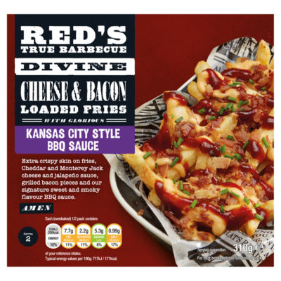 Red's True Barbecue Divine Cheese & Bacon Loaded Fries w/ Glorious Kansas City Style BBQ Sauce 310g