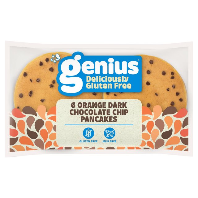 Genius Delicously Gluten Free Orange Dark Chocolate Chip Pancakes  6 per pack