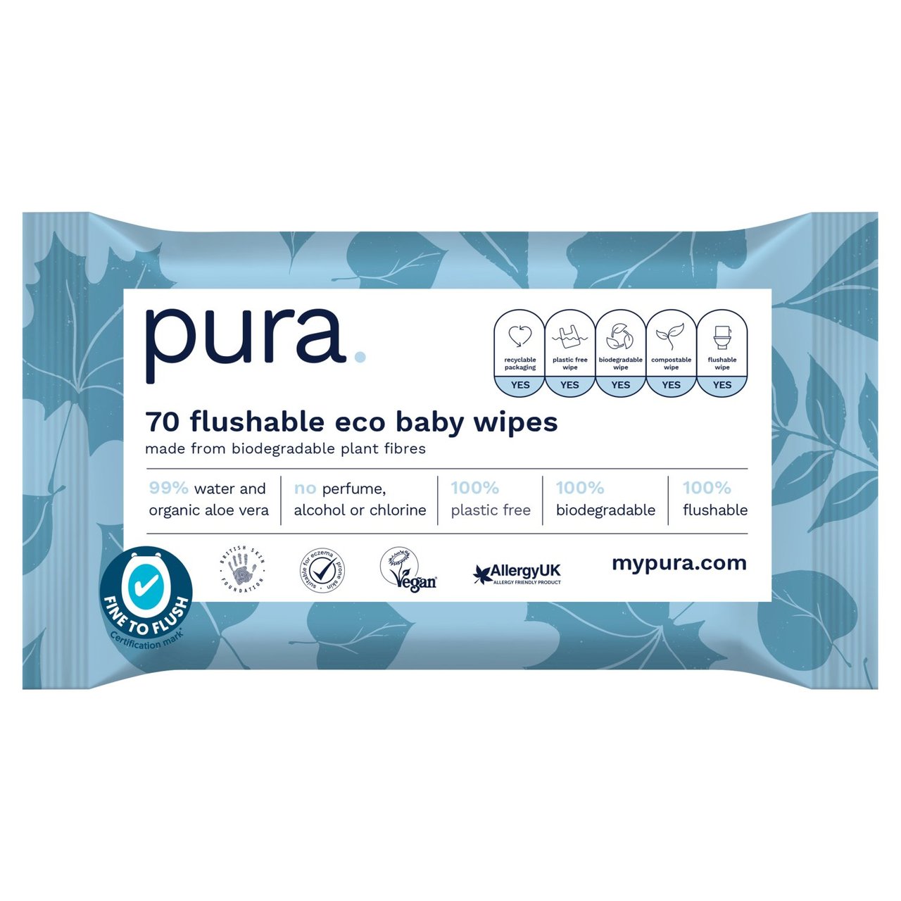 Pura Flushable Eco Baby Wipes