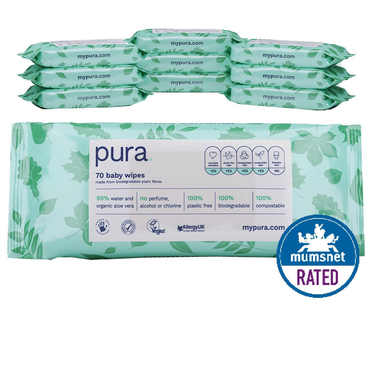 Pura Eco Baby Wipes, Multipack