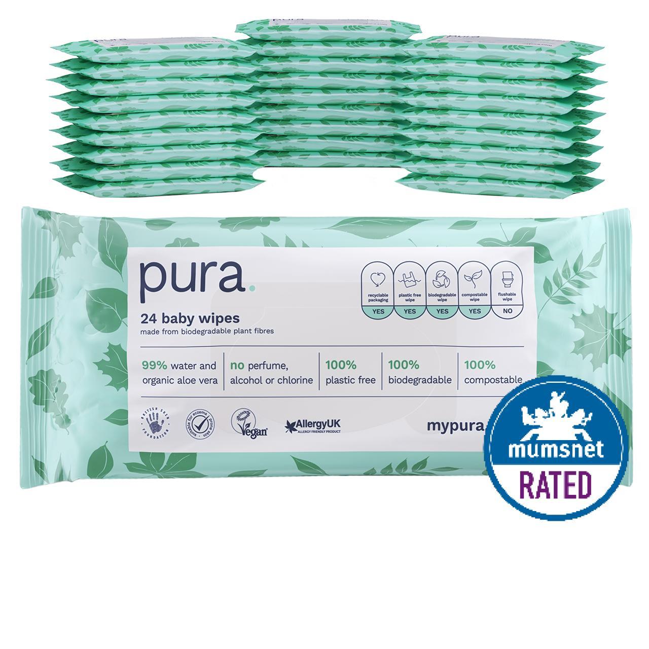 Pura Eco Baby Wipes, Multipack