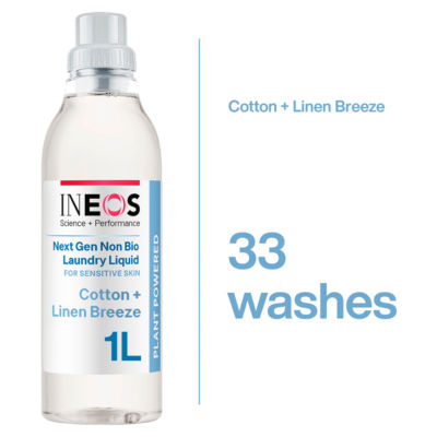 Ineos Next Gen Non Bio Laundry Liquid For Sensitive Skin Cotton + Linen Breeze 1000ml