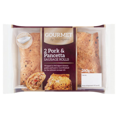 Gourmet By McColgan's 2 Pork & Pancetta Sausage Rolls 260g