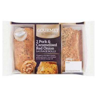 Gourmet by McColgan's 2 Pork & Caramelised Red Onion Sausage Rolls 260g