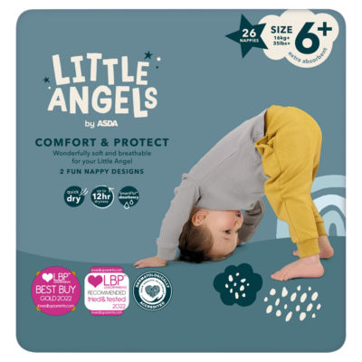 LITTLE ANGELS by ASDA Size 6+ Comfort & Protect 26 Nappies