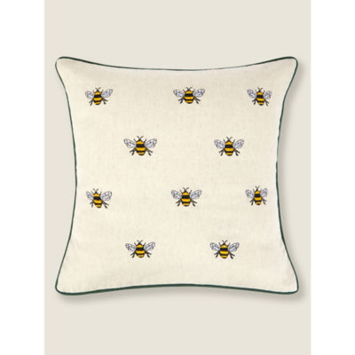 George Home Natural Bee Embroidered Cushion