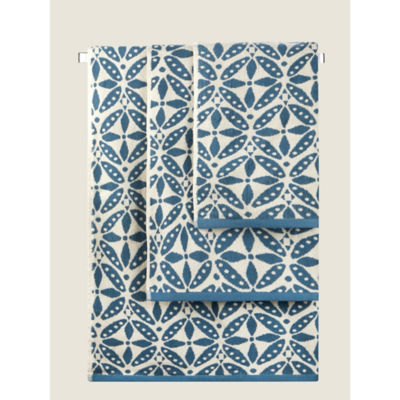 George Home Blue Tile  Bath Sheet