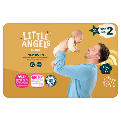 LITTLE ANGELS by ASDA Newborn Size 2 44 Nappies