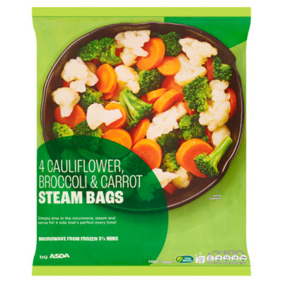 ASDA 4 Cauliflower, Broccoli & Carrot Steam Bags 640g