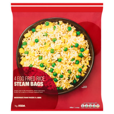 ASDA 4 Egg Fried Rice Steam Bags 4 x 150g (600g)