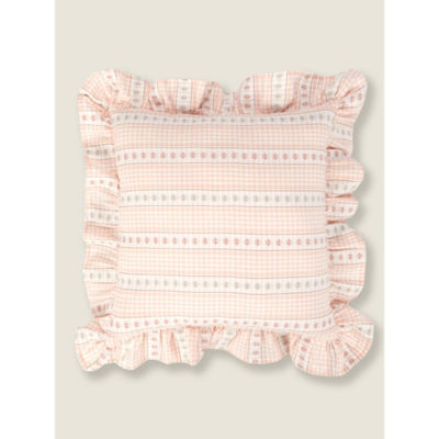 George Home Pink Gingham Stripe Cushion