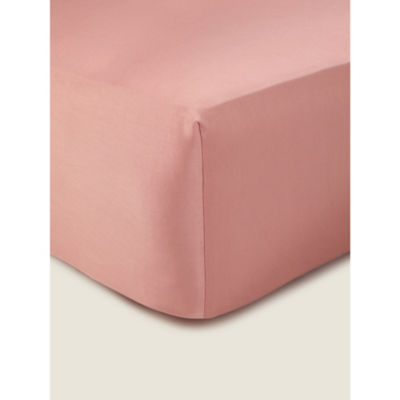 George Home Pink 100% Cotton Plain Sateen Fitted Sheet -Single