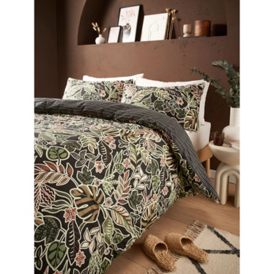 George Home Tropical Leaf Reversible Double Duvet Set