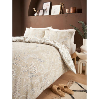 George Home Natural Rainforest Print Toile Reversible Super King Duvet Set