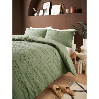 George Home Geometric Textured Clipped Dobby King Duvet Set