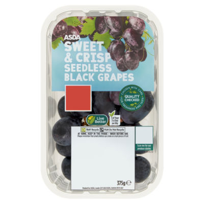 ASDA Sweet & Crisp Seedless Black Grapes 375g