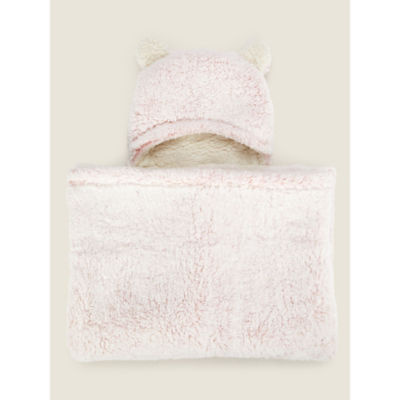 George Home Pink Heart Hooded Fleece Blanket