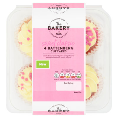 The BAKERY at ASDA 4 Sweet Classic Battenberg Cupcakes