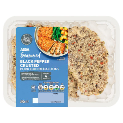 ASDA Seasoned Black Pepper Crusted Pork Loin Medallions 290g