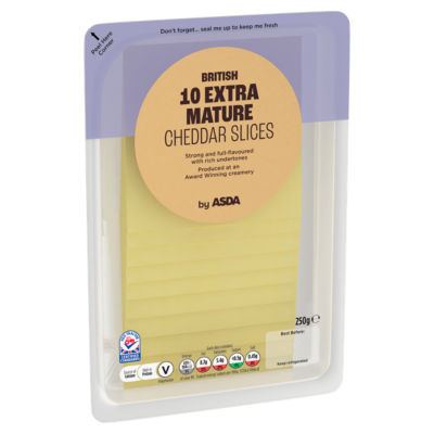 ASDA Sliced Extra Mature British Cheddar Cheese 250g