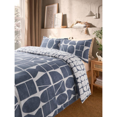 George Home Grey Tranquility Block Geo Duvet Set - Single