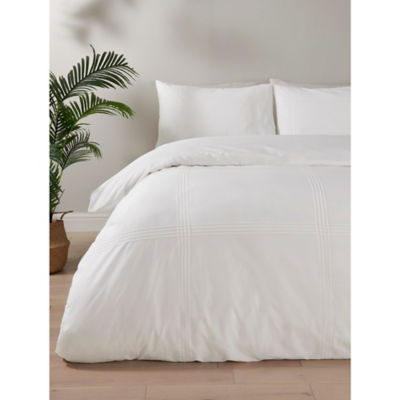 George Home White Square Pintucks Duvet Set - Double