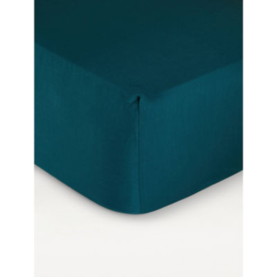 George Home Lagoon Blue Plain Fitted Sheet - Double