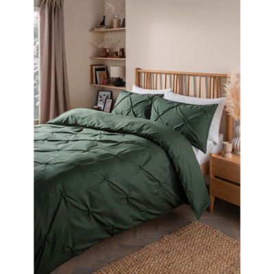 George Home Dark Green Diamond Pleat Duvet Set - Single